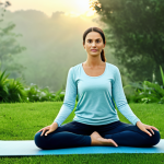 Well-being & Lifestyle**

"A serene woman in comfortable, modest clothing practices yoga outdoors at sunrise, fully clothed, appropriate attire, safe for work, perfect anatomy, natural proportions, professional photography, high quality. Background includes lush greenery and a calm, misty atmosphere. Family-friendly, professional."

**