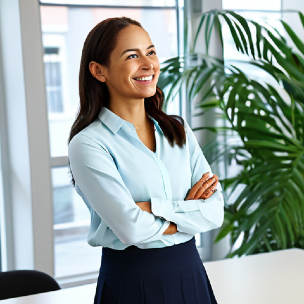 **

A smiling, professional female Wellness Coordinator in a modern, bright office setting, wearing a modest business casual outfit (e.g., blouse and slacks or knee-length skirt), fully clothed, appropriate attire, safe for work. She is attentively listening to a client, making eye contact and nodding in understanding. The background includes plants and soft lighting, creating a calming atmosphere. Perfect anatomy, correct proportions, natural pose, well-formed hands, proper finger count, natural body proportions, professional, family-friendly, appropriate content.

**