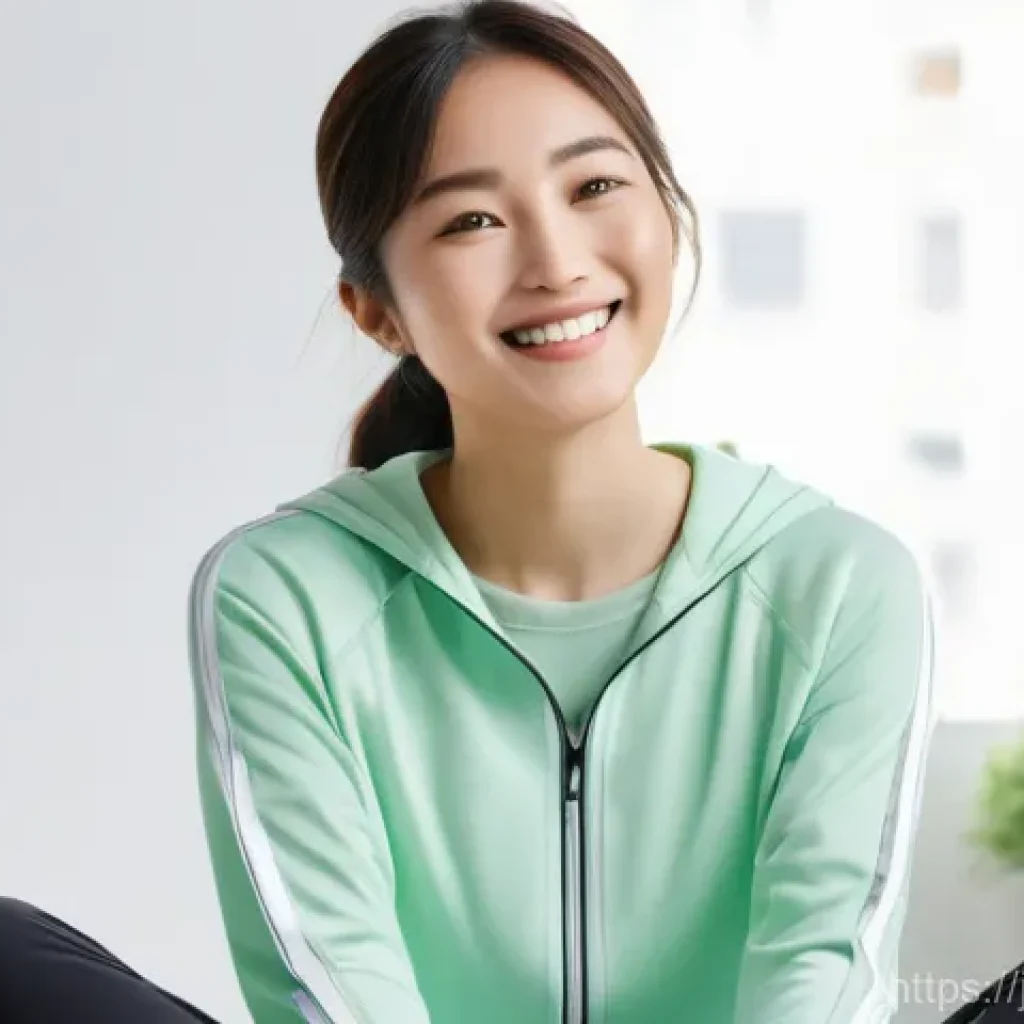 웰빙코디네이터와 헬스 데이터 활용 - **Prompt:** A young Japanese woman in her mid-20s, dressed in comfortable, modest activewear (such a...