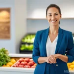 웰빙코디네이터가 알아야 할 영양학 - **Prompt:** A serene and intelligent female wellness coordinator, approximately 30-40 years old, wit...