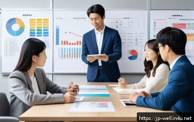 웰빙코디네이터 진로 탐색 방법 - A modern Japanese office scene showing a Well-being Coordinator facilitating a diverse group worksho...