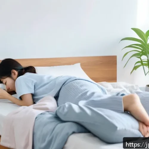 웰빙코디네이터와 건강 데이터 시각화 - A modern Japanese bedroom scene in the early morning light, featuring a young Japanese woman in casu...