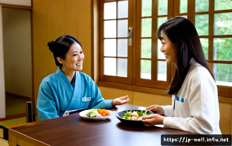 웰빙코디네이터와 건강 정보 전달 - Photorealistic wellness coordinator in a bright, modern Japanese community health center, warmly exp...